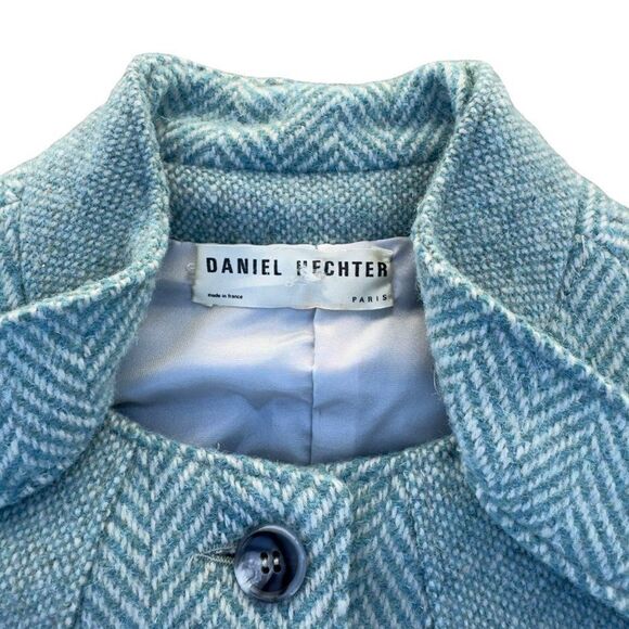 Daniel Hechter Vintage Herringbone Tweed Wool Jacket Blue Women's Small (S) - Picture 3 of 7